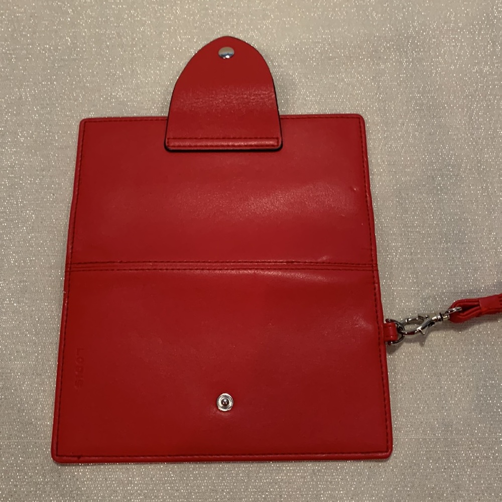 Lodis Red Wallet with detachable strap or wristlet. - Picture 6 of 9
